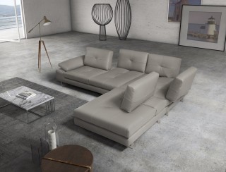 Advanced Adjustable Tufted Leather Sectional with Chaise