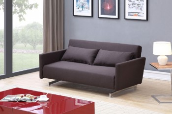 Unique Chocolate Brown Sofa Sleeper with Chrome Legs