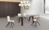 Sophisticated Rectangular Wooden and Clear Glass Top Leather Modern Dining Set