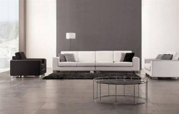 Three Piece White Microfiber Sofa Set