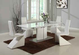 White Extendable Table with Self Storing Extension