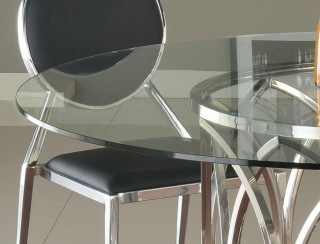 Round Glass Dining Table with Steel Base