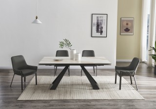 Stylish Rectangular Top Leather Modern Dining Set