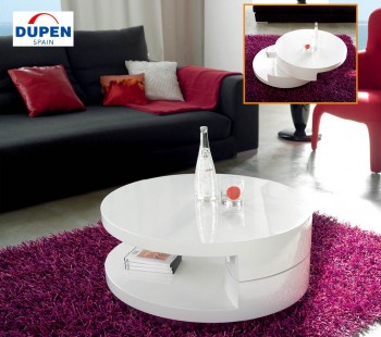 Spain Made Contemporary White Lacquered Rotary Coffee Table