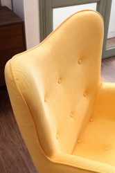 Cozy Yellow Fabric Chair with Ottoman