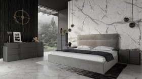 Made in Italy Wood and Nano Fabric Modern Contemporary Bedroom Designs