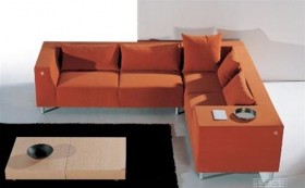 Fashionable Slipcovered Curved Sofa