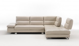 Overnice Tufted Leather Corner Sectional Sofa with Adjustable Backs