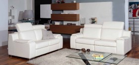 Contemporary White Leather Living Room Sofa Set