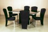 Contemporary Dark Cherry Dining Room Table with Black Glass