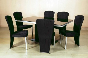 Contemporary Dark Cherry Dining Room Table with Black Glass Contemporary Dark Cherry Dining Room Table with Black Glass