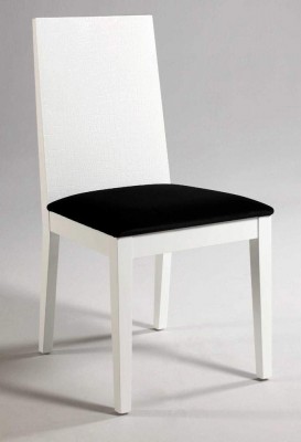 White Crocodile Leather Contemporary Dining Chair with Black Fabric