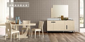 Contemporary Wooden and Microfiber Seats Designer Modern Dining Room