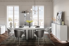 Elegant Rectangular Leather Dinner Table and Chairs Elegant Rectangular Leather Dinner Table and Chairs