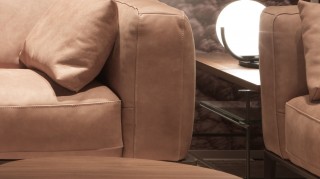 Two Pieced Italian Leather Sofa Set in Tan