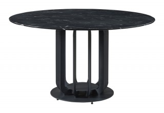 Black Round Marble Table Top with Cone Shape Steel Base