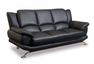Contemporary Living Room Set in Black Red or Cappuccino Leather