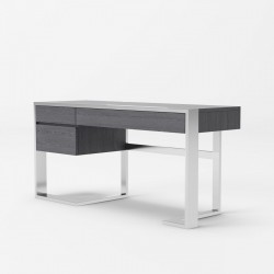 Modern Elm Grey and Stainless Steel Desk