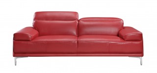 Madrid Contemporary Italian Leather Sofa Set in Red