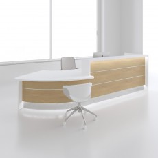 Beautiful Left Curved Canadian Oak Countertop Reception Desk Beautiful Left Curved Canadian Oak Countertop Reception Desk