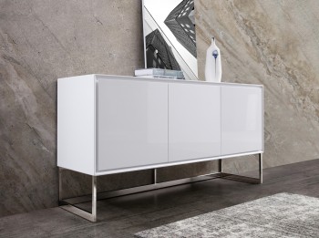 White Oak Buffet with Solid Stainless Steel Base White Oak Buffet with Solid Stainless Steel Base