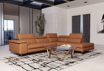 Unique Leather Sectional with Chaise