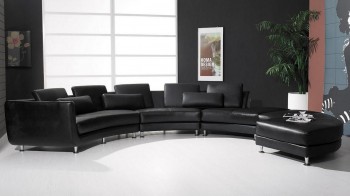 Luxurious Leather Sectional with Chaise with Pillows