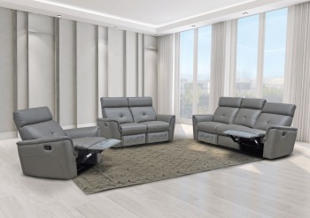 Contemporary Chic Leather Sofa Set