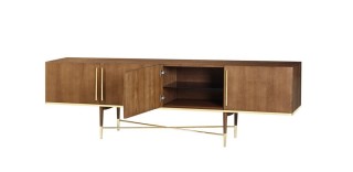 Mid-Century Modern Walnut and Gold Buffet