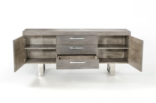 Grey Wood Buffet with Doors and Drawers