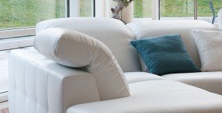 High-class Top-Grain Leather Sectional with Pillows