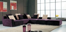 Contemporary Style Microfiber Sectional in Colors with Pillows
