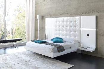 Unique Leather Platform and Headboard Bed