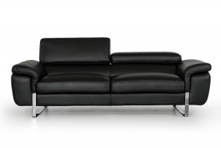 Italian Made Black Top Grain Full Leather Sofa Set