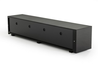 Modern Ebony TV Stand with Dark Coffee Tempered Glass Top