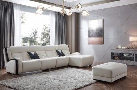 Sophisticated Full Leather Sectional with Chaise