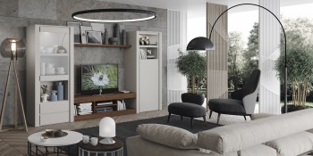 Elegant White and Coffee Wall Unit Elegant White and Coffee Wall Unit