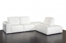 Advanced Adjustable Tufted Top Grain Leather Sectional in White