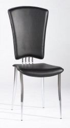 White or Black Leather Dining Chairs with Chrome Legs and High Back