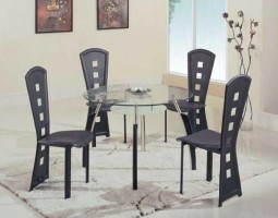 Modern High End Round Wooden with Glass Top Complete Dining Room Sets