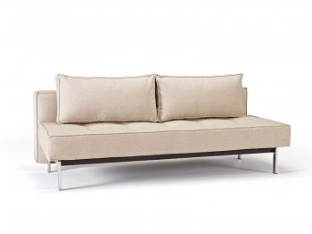 Contemporary Beige Fabric Upholstered Deluxe Sofa Bed