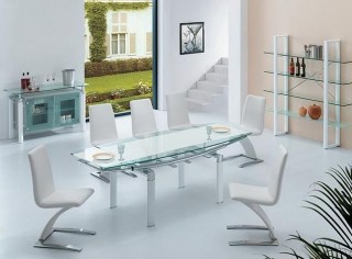 108 DT Glass Dining Room Table in Black, White or Beige Color