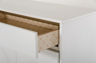 Four Door Contemporary White Crocodile Lacquer Buffet