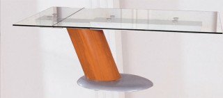 Comet Glass Contemporary Extendable Dining Table with Metal Base