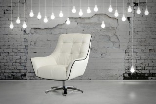 Eco-Leather Lounge Chair with Chrome Frame and Color Options