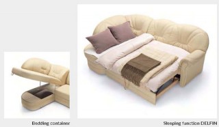 Two Piece Italian Leather Upholstered Sectional Sofa