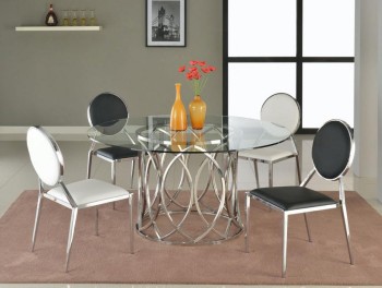 Round Glass Dining Table with Steel Base
