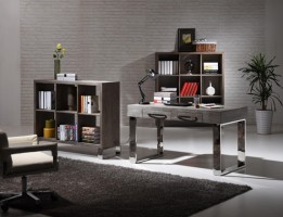 Elite Grey Elm Veneer Desk with Steel Legs