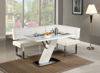 Stylish High Gloss White and Chrome Dining Table
