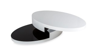 High Gloss White and Black Oval Coffee Table